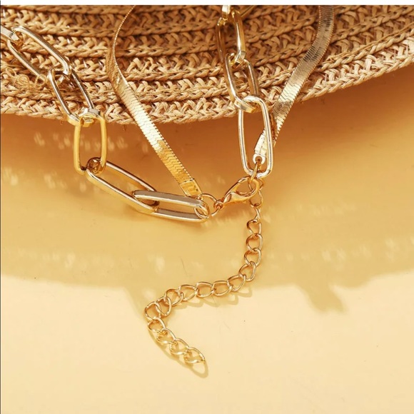 New 18K Gold Plated Herringbone Necklace Chain New - Picture 5 of 7